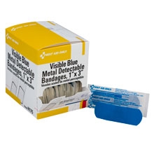 Fabric woven blue detectable bandages, 100 per box